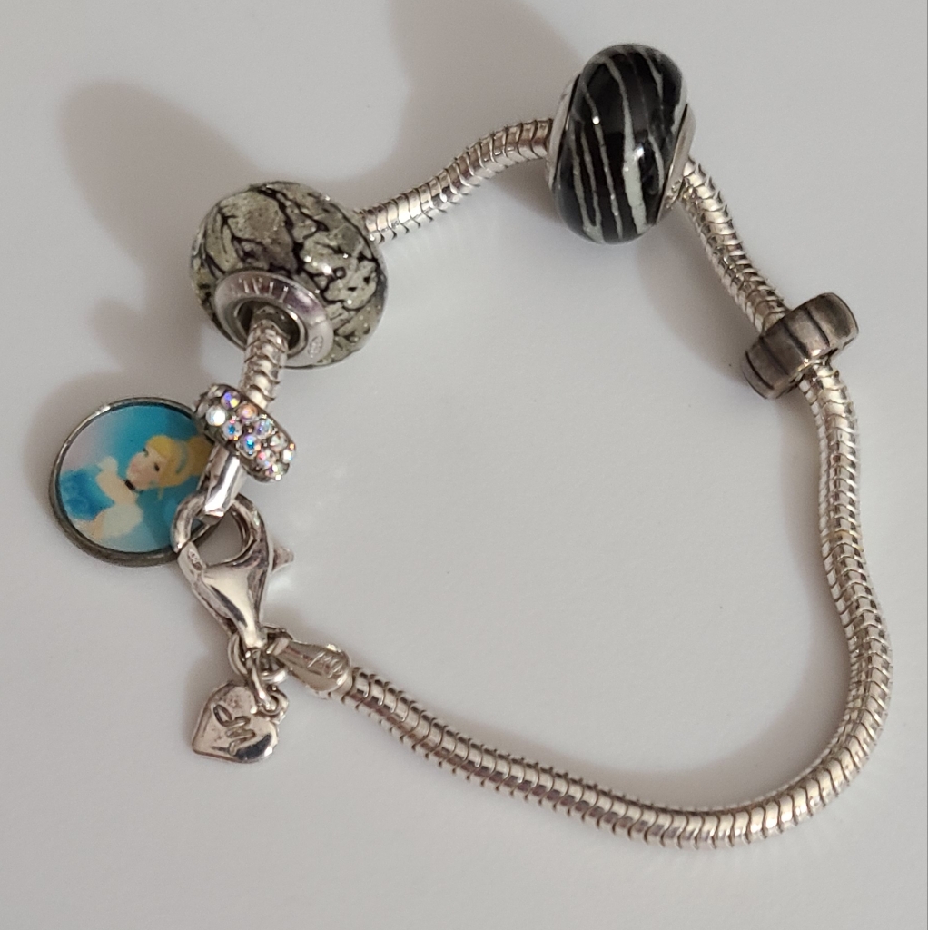 Ma Sterling Silver Charm Bracelet Murano Italy Michael Anthony Disney 925 Signed